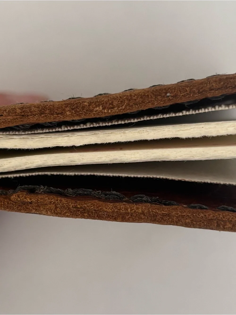 Artisan Made Leather Pocket Journal Notebook Stitched Edges Blank Patina Brown